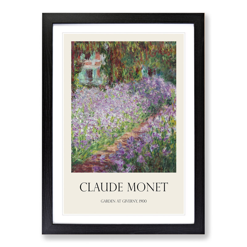 Irises in Monets Garden by Claude Monet - Framed Print, 65cm H x 48cm W x 2cm D, Black Framed