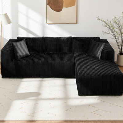 Canapé d'angle modulaire en L de 267 cm (105 po) avec revêtement, structure, zéro risque de perforation, idéal pour le salon, la chambre ou un appartement, méridienne gauche, mousse haute densité pour un soutien optimal, design optimisant l'espace, ressorts, plus sécuritaire
