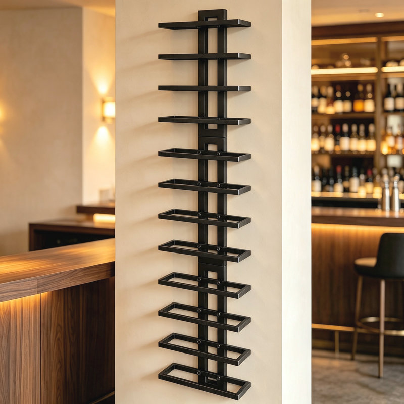 Wall Mounted Wine Rack 12 Bottle, Black