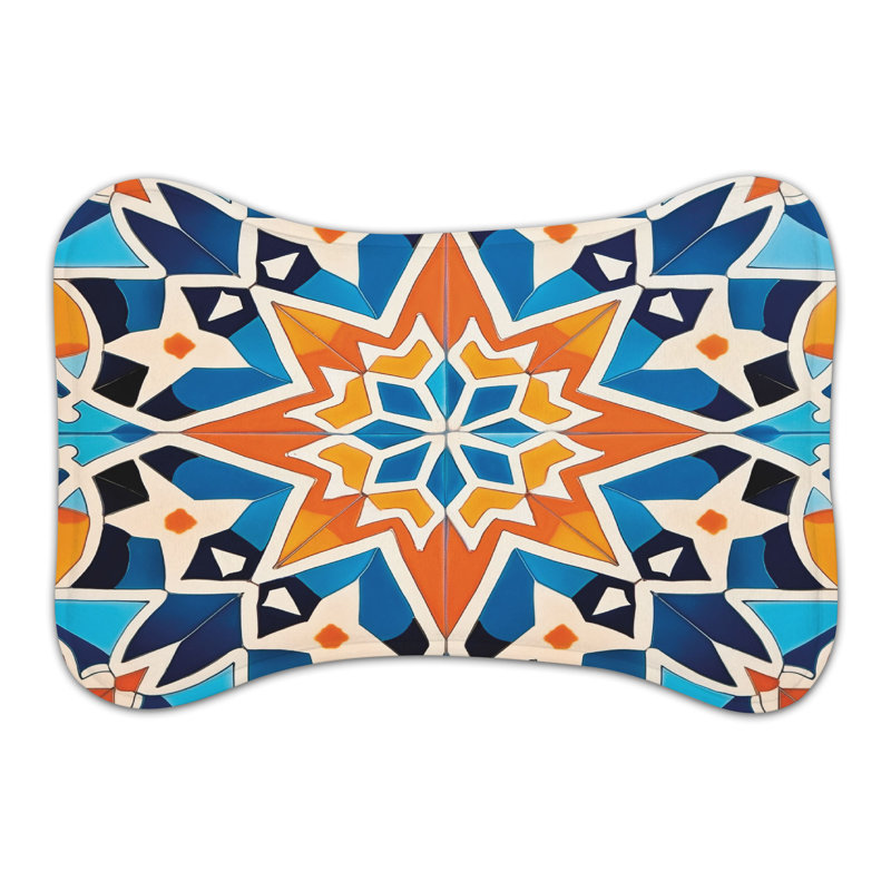 Moroccan Decor - 1 Piece Bone Shape Feeding Mat, Medium (18")
