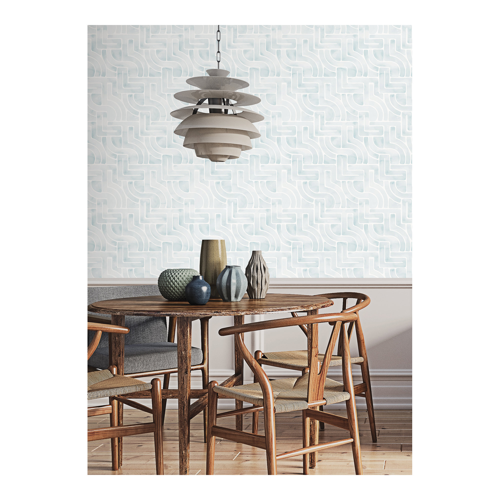 Modern Peel & Stick Geometric Wallpaper, Blue