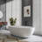 71 Inch Freestanding Solid Surface Soaking Bathtub For Bathroom
