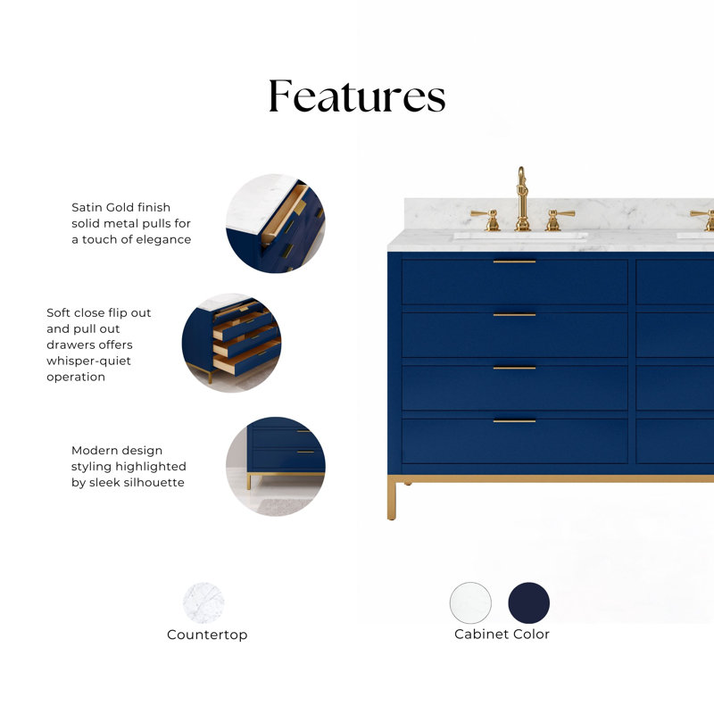 60'' W Double Vanity, Monarch Blue