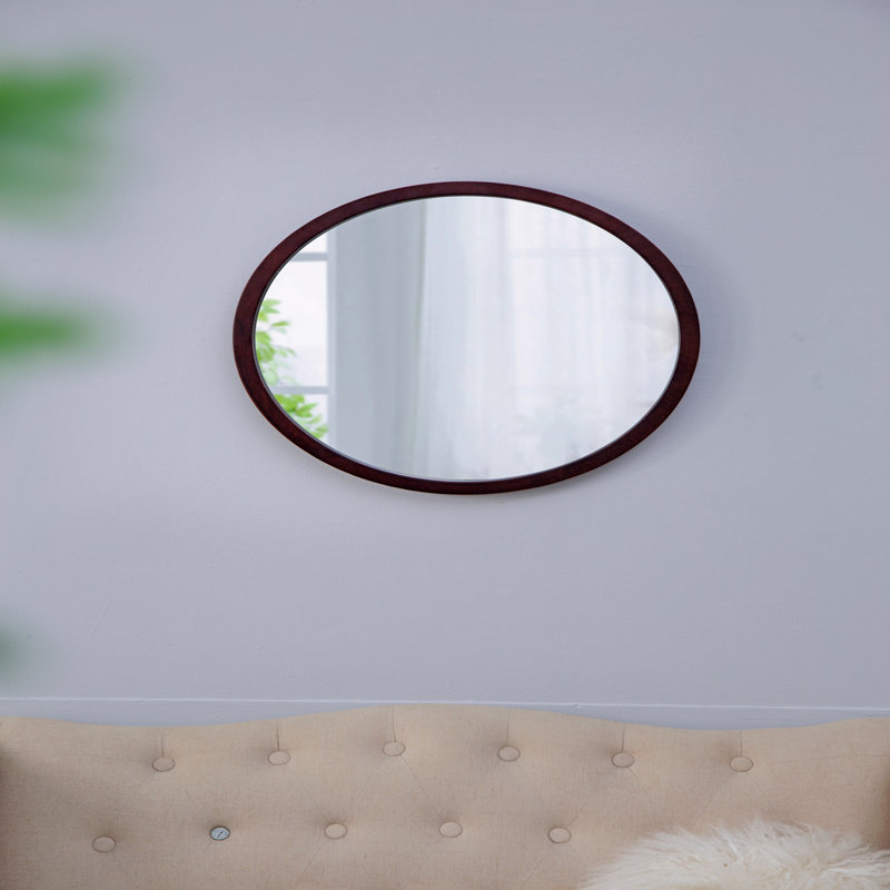 Miroir mural 20 "x 20" avec cadre en bois et finition noyer, miroir mural, Brun