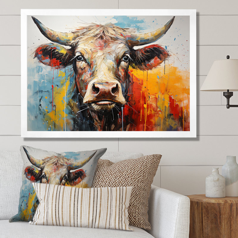 Kengo Cow Majestic Bovine Collage II - Vache, impressions encadrées, H 24 po x l 32 po x P 1 po, Cadre simple blanc