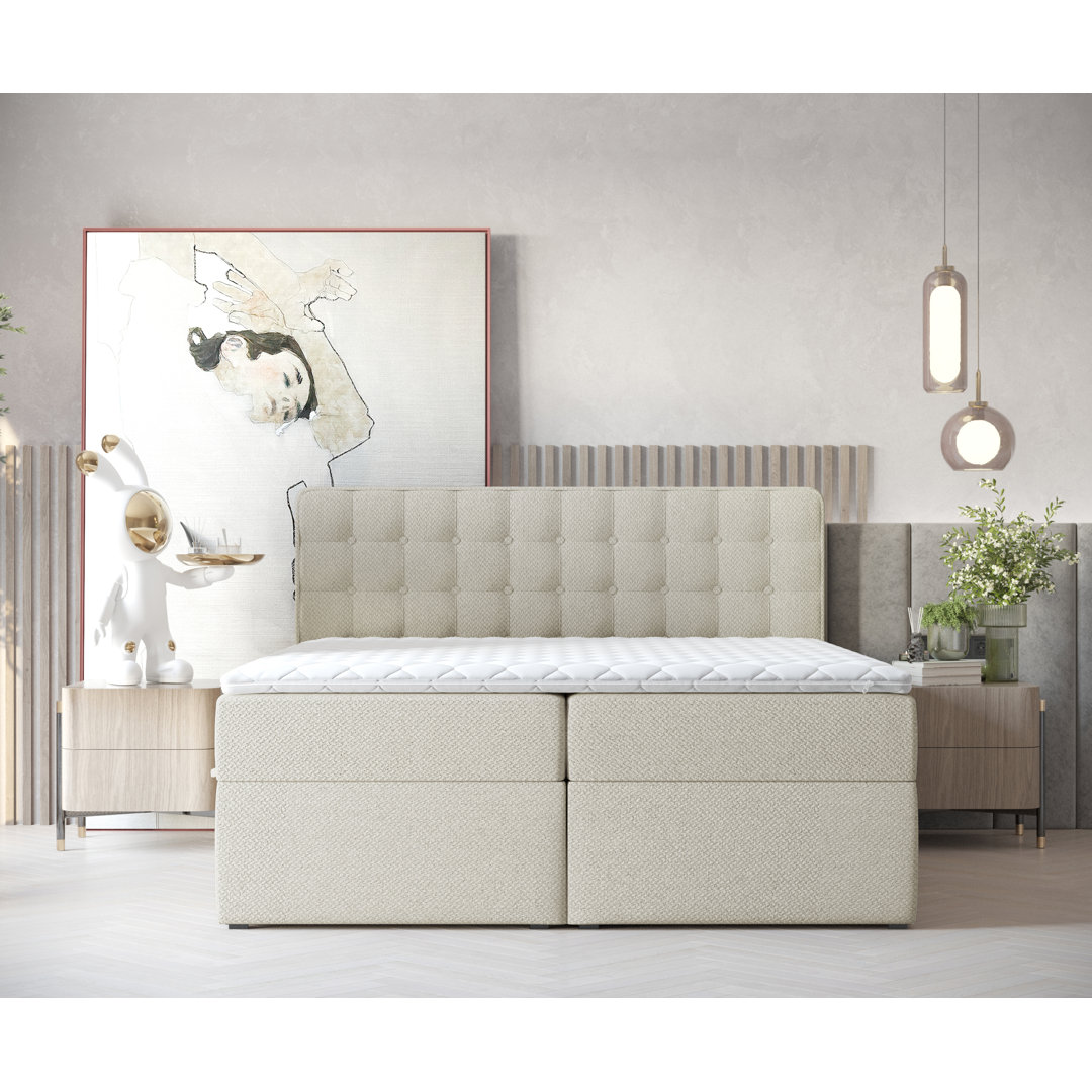 Boxspringbett Armgart mit Topper und Bettkasten