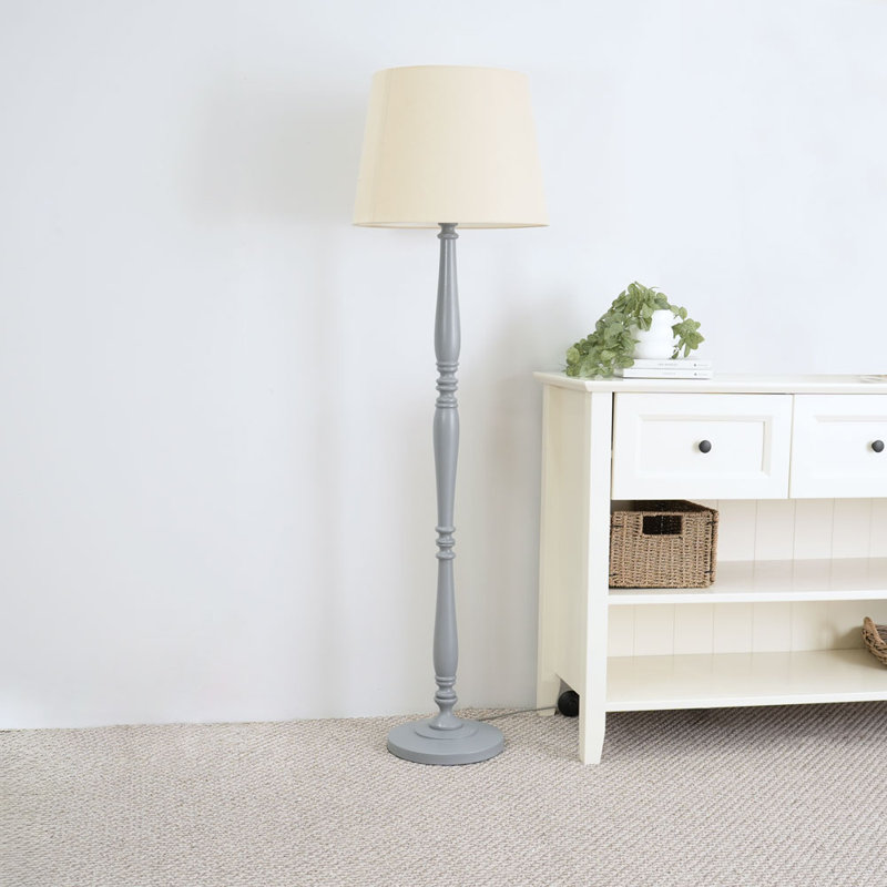 Arialdo 156cm Traditional Floor Lamp, Beige, Matte Grey