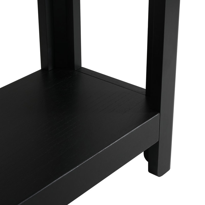 Modern Farmhouse Console Table,Elegant Minimalist Design with Premium Wood Veneer and Rounded Corners, Black