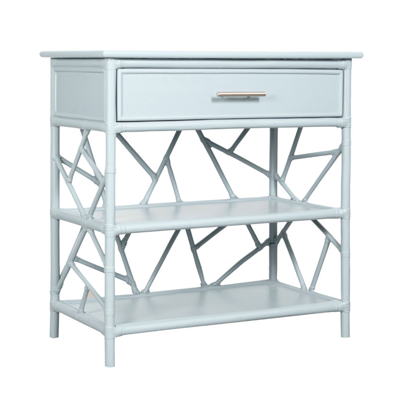 End Table with Storage, Light Blue