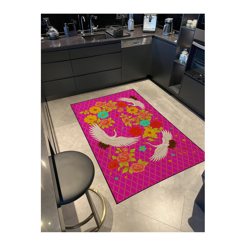 Tapis mauve à motif tissé traditionnel lavable Mosso, 3'11" x 5'11"