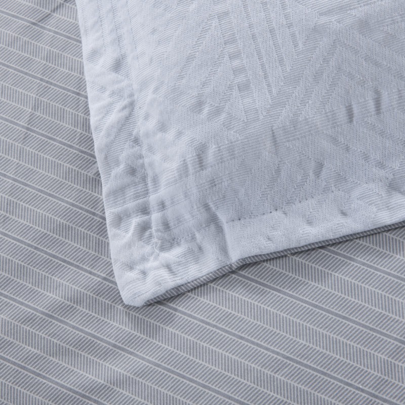 King Size White Cotton Geo Duvet Cover Set