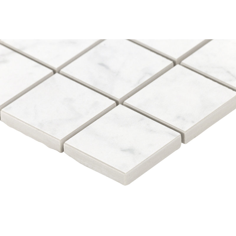 Carreau de mosaïque pour mur et plancher en porcelaine 2 po x 2 po Marmo, Bianco