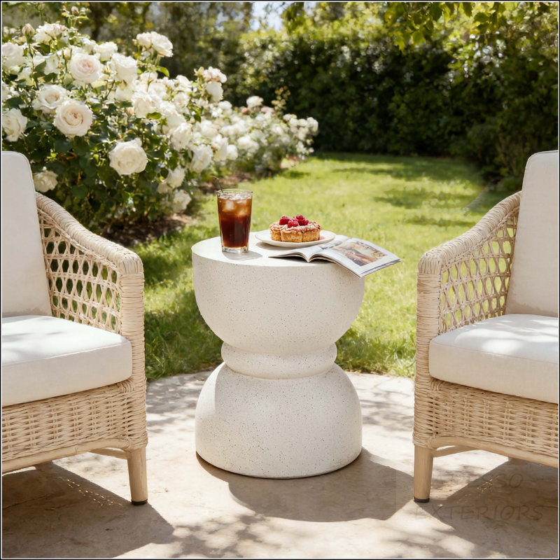 Table d'appoint taille MGO avec texture de pierre naturelle, Beige