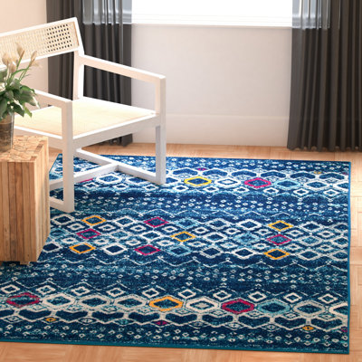 Tapis bleu marine / turquoise Spinosa