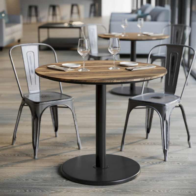 Plateau de table rond rond sans soudure avec base à hauteur de table, 29.5"H x 36"L x 36"W, Naturel