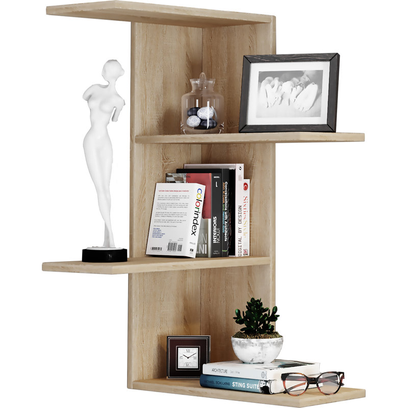 Seleste 77cm H x 45cm W Floating Bookcase, Sonoma oak