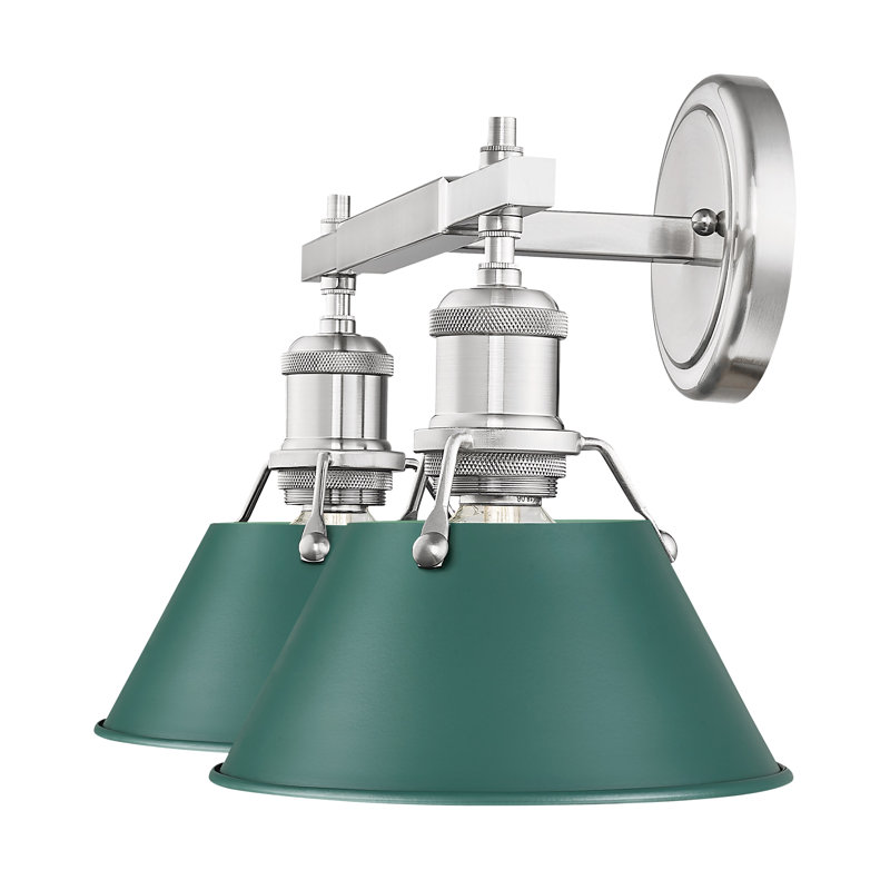 Éclairage pour salle de bain 2 lumières Orwell en étain avec vert pin, Étain