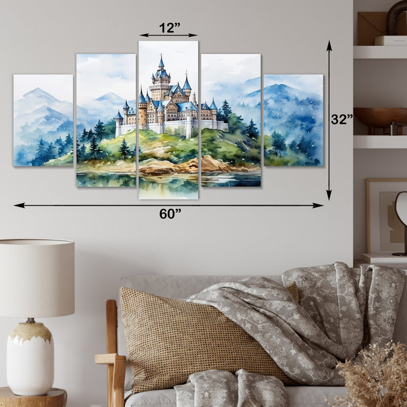«Magical Castle By The Lake - Castles Multipanel», ensemble d'art mural