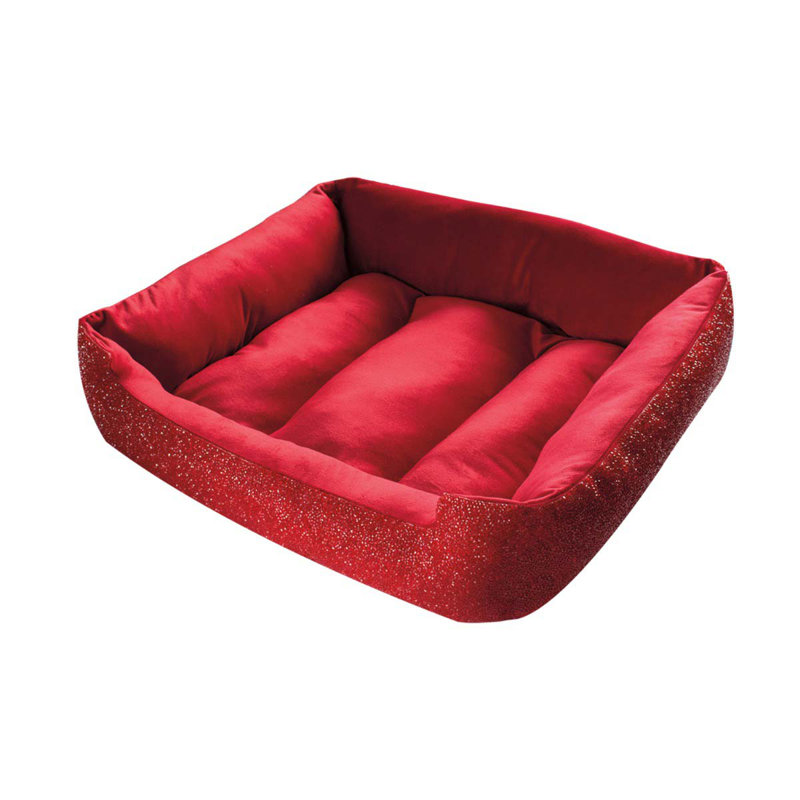 Lit pour animal de compagnie Sparkles Home | Velours intérieur | Petites tailles, Petit (11 à 25 lb), Rouge