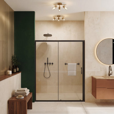 Single Sliding Shower Door, 48"W X 72"H Clear Tempered Glass Shower Enclosure Door With Stainless Steel Handle