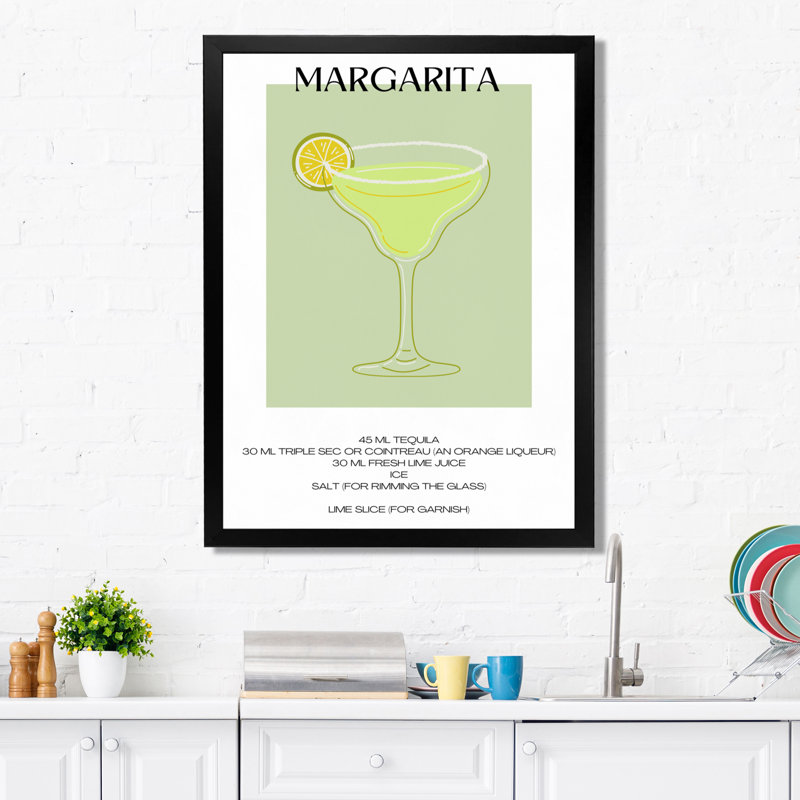 Lime Margarita, cocktail mexicain I - salon d'art mural cocktails, Cadre photo noir simple, H 32 po x l 24 po