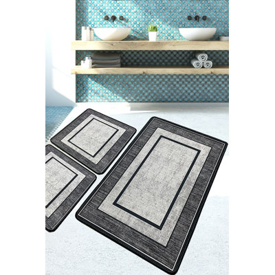 Ensemble de tapis de bain luxueux (3 pièces), en polyester doux, 23,6 po x 39,4 po (1 pièce) et 19,7 po x 23,6 po (2 pièces) | Antibactérien, antidérapant, 20,5 oz / pied carré | Lavable à la machine et durable, parfait pour les salles de bain élégantes