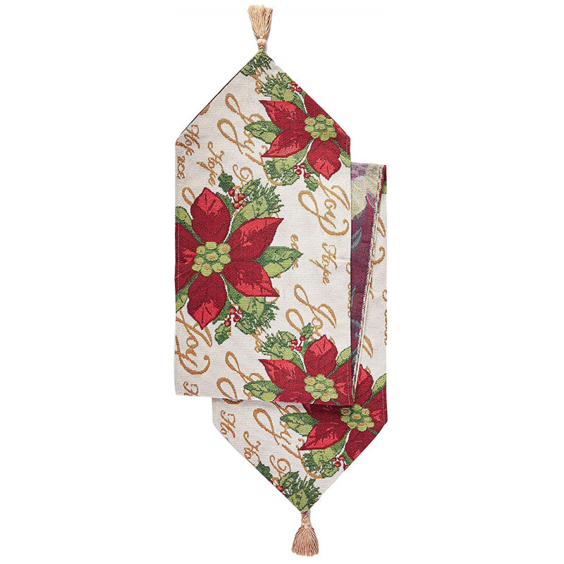 Floral Cotton Blend Christmas Table Runner