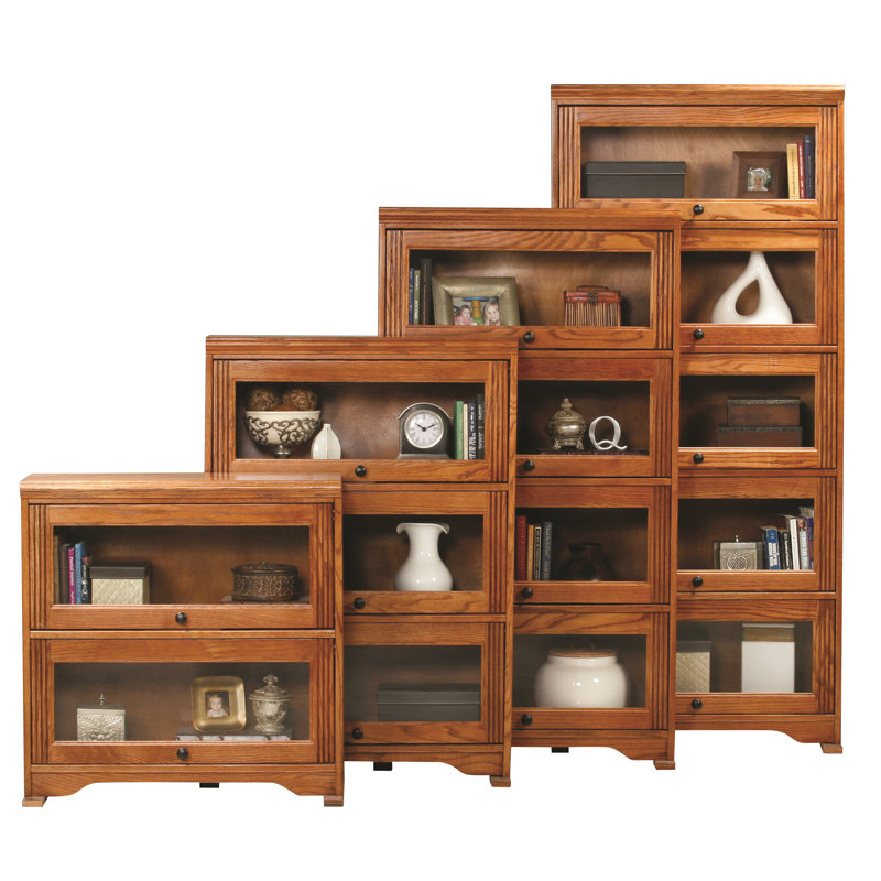 Bibliothèque en bois massif 29,13 po Rafeef, Chêne moyen, (2 tablettes) H 32 po x l 32,5 po x P 13,25 po