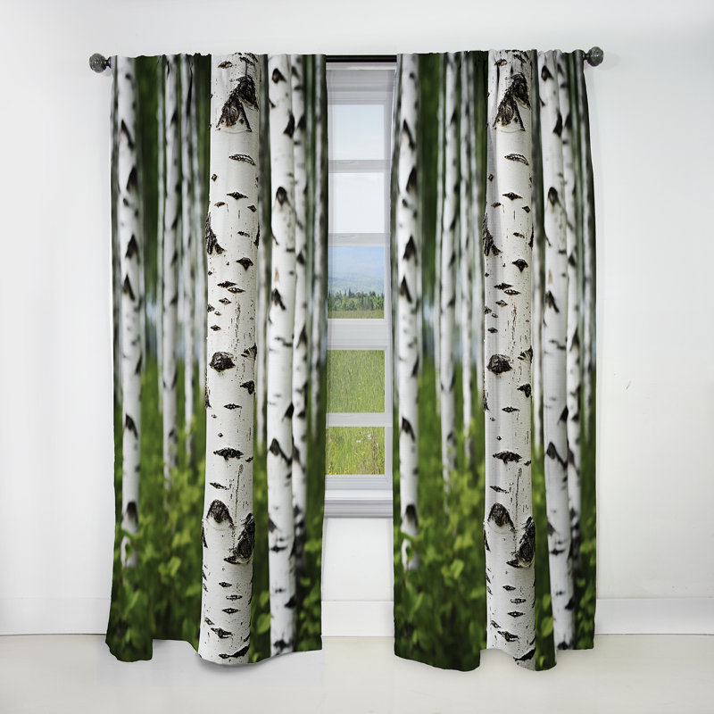 Rideau blanc occultant avec bouleau blanc et vert Whisper III - bouleau, L 52 po x L 63 po