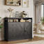 47" Farmhouse Sideboard Buffet Cabinet with Drawers & Built-In Power Hub, Rustic Coffee Bar Pantry Storage Cupboard for Living or Dining Room