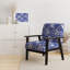 Fauteuil d'appoint rembourré à motif floral rayé bleu et blanc