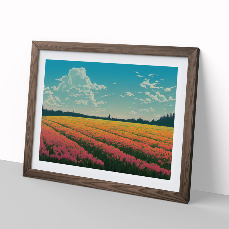 Spring Landscape Meadow - Framed Print, Walnut, 46cm H x 64cm W x 2cm D