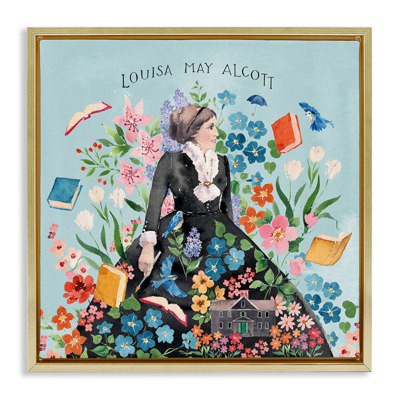 «Louisa May Alcott Portrait» par Heatherlee Chan, Cadre flottant métallique doré, H 25 po x l 25 po