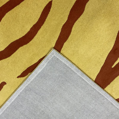 Tapis jaune / brun en laine touffeté à la main Indo