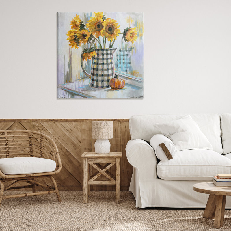 «Morning Reflections Sunflower Impressionism», art mural par Linda Sperruche, H 36 po x l 36 po