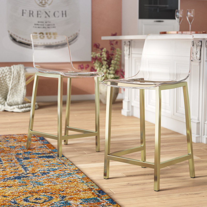 Cyrus Counter Stool with Metal Frame, Gold, Counter Stool (24" Seat Height)