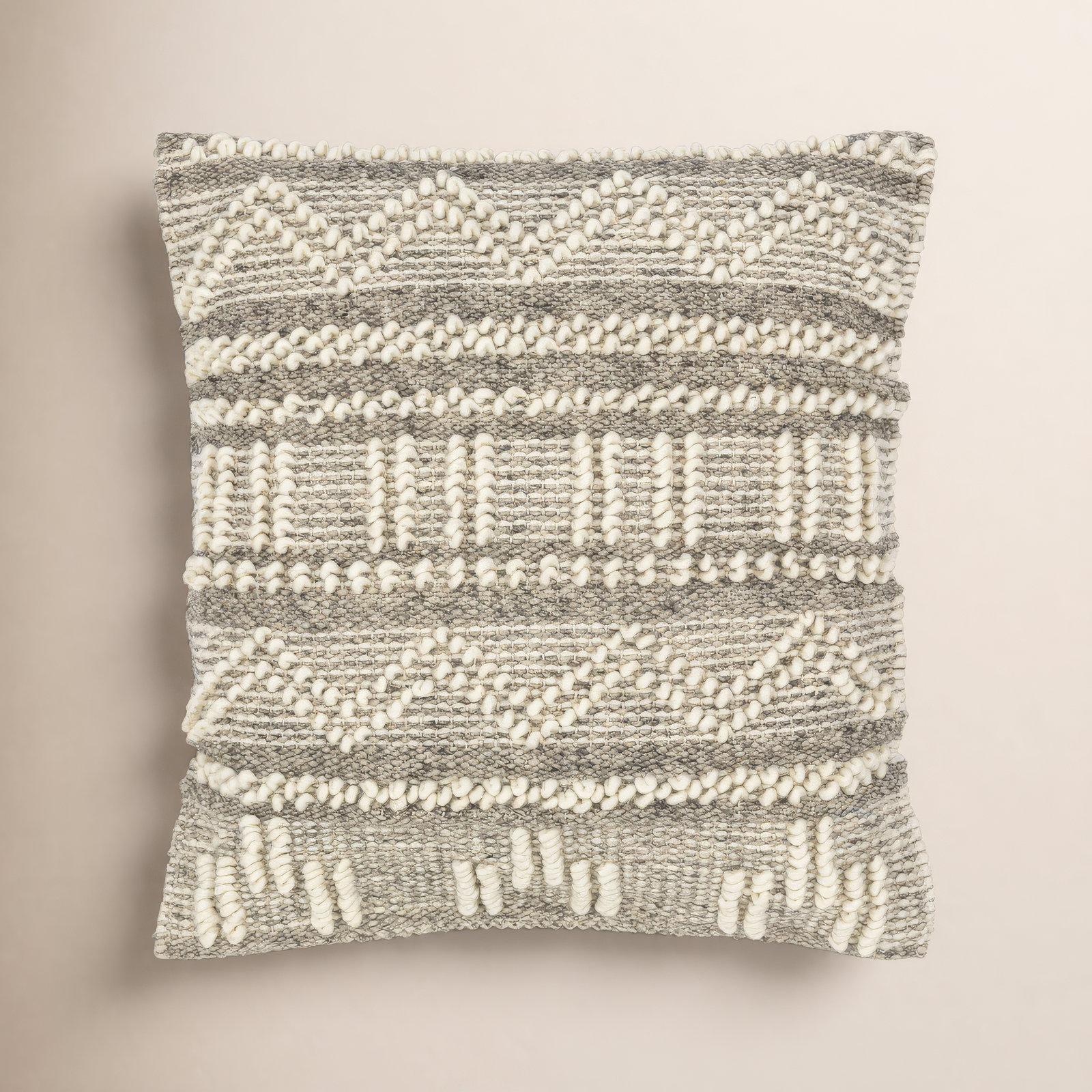 Reni Geometric Wool Throw Pillow, 18"H x 18"W, Polyester/Polyfill