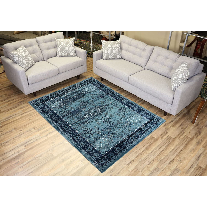 Booker Oriental Blue Area Rug, Rectangle 4'11" x 6'11"