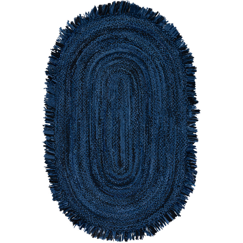 Braided Hand Woven Cotton Rug, Oval 4' x 6'