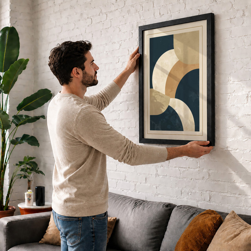 Curved Forms In Motion Minimalist - Print, Black, A4 - 29.7 x 21.0 cm