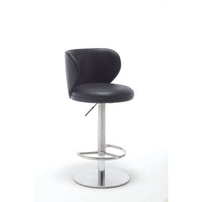 Black Titanium Stainless Steel Bar Stools,Grade Modern Leather Bar Chair With Backrest,Swivel Adjustable Height For Kitchen Counter And Dining Room (Brown 1Pc)
