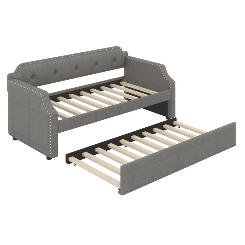 Cicel Upholstered Daybed with Trundle Bed, Gray