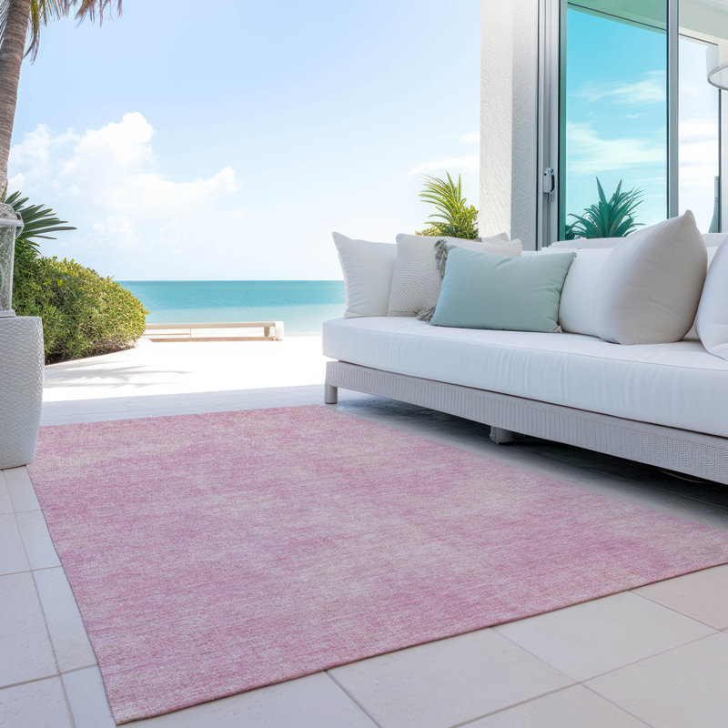 Addison Pink Rectangular Washable Synthetic Area Rug 46" x 30"