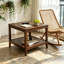 Table de bout carrée en bois massif à 2 niveaux avec rangement, table d'appoint multifonctionnelle en bois, petite table basse pour le bureau à domicile du salon, bois massif robuste facile à assembler