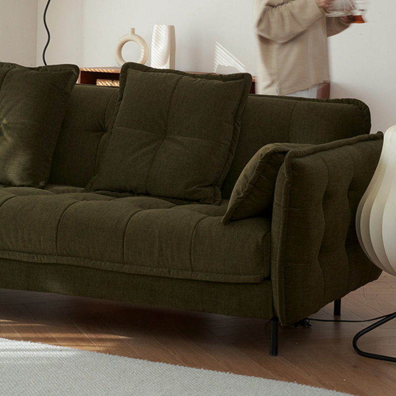 Canapé droit en tissu vert foncé