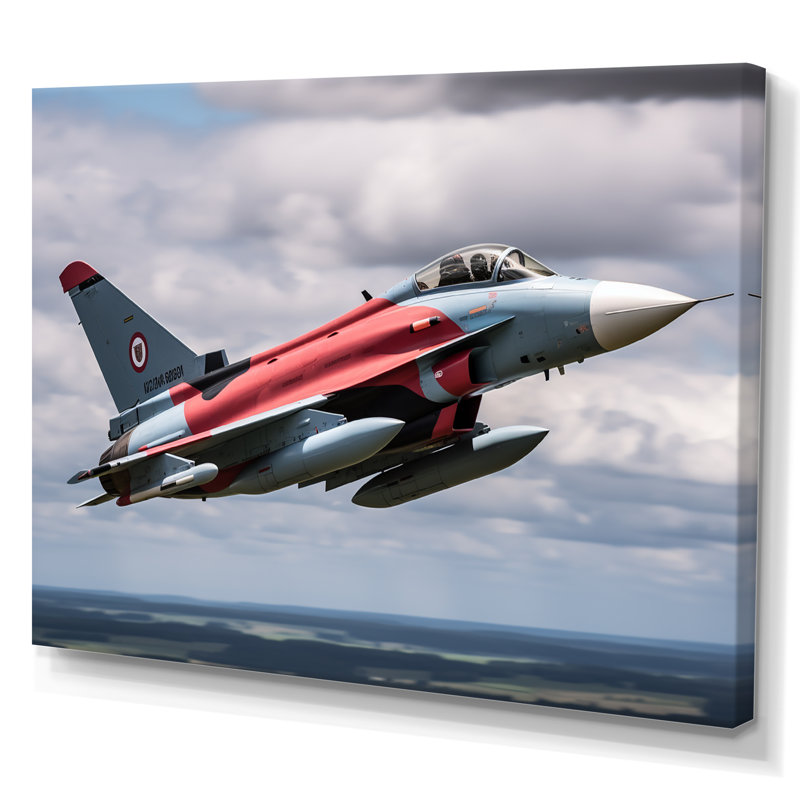 Avion de chasse militaire I - reproduction sur toile, Toile tendue, H 24 po x l 32 po x P 1 po