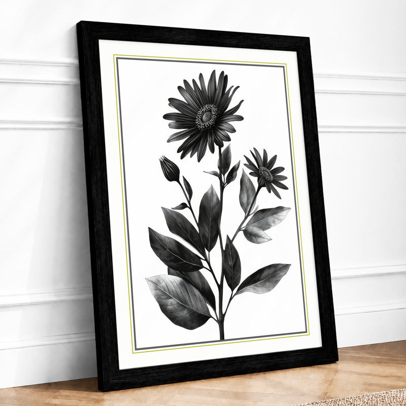 Bloom Study Botanical - Framed Print, Black, A4 - 29.7 x 21.0 cm