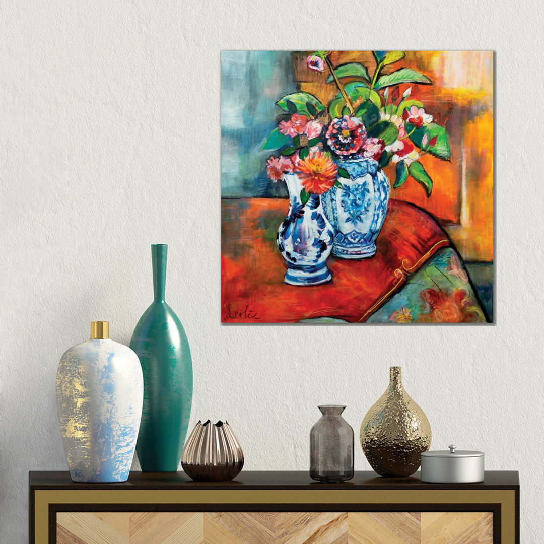 Flowers At The Table von Liesbeth Serlie - Galerie-verpackte Leinwand Giclée auf Leinwand