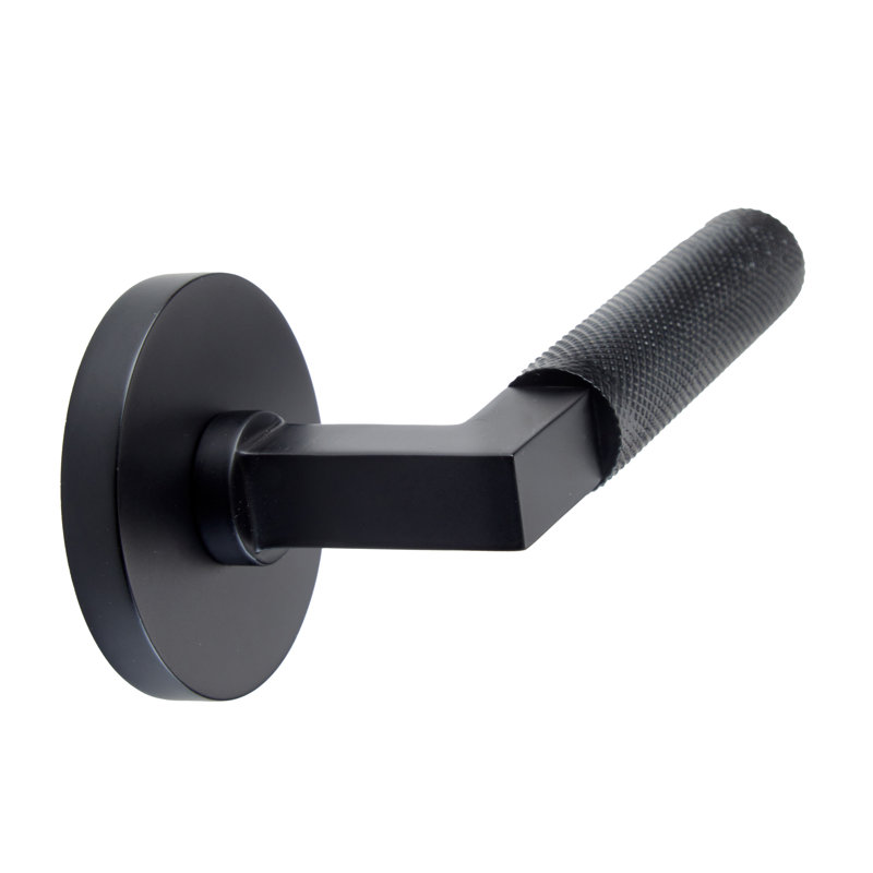 Bravura 846-6 Knurled Passage Lever on Round Contemporary Rose in Matte Black