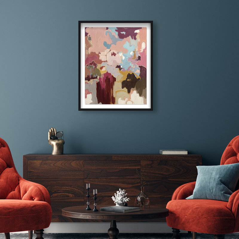Ruby Love II Shadowbox Abstract Print by Oliver Gal, Black Frame, 16 x 20, 31.5"H x 37.5"W, Black Shadowbox